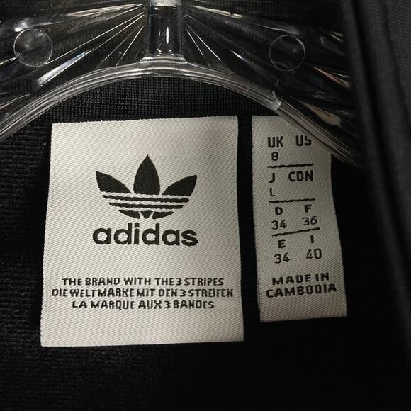 NWOT ADIDAS Track Jacket UK 8/US 4 Black”Firebird”White-Stripes Classic Original - Picture 4 of 10